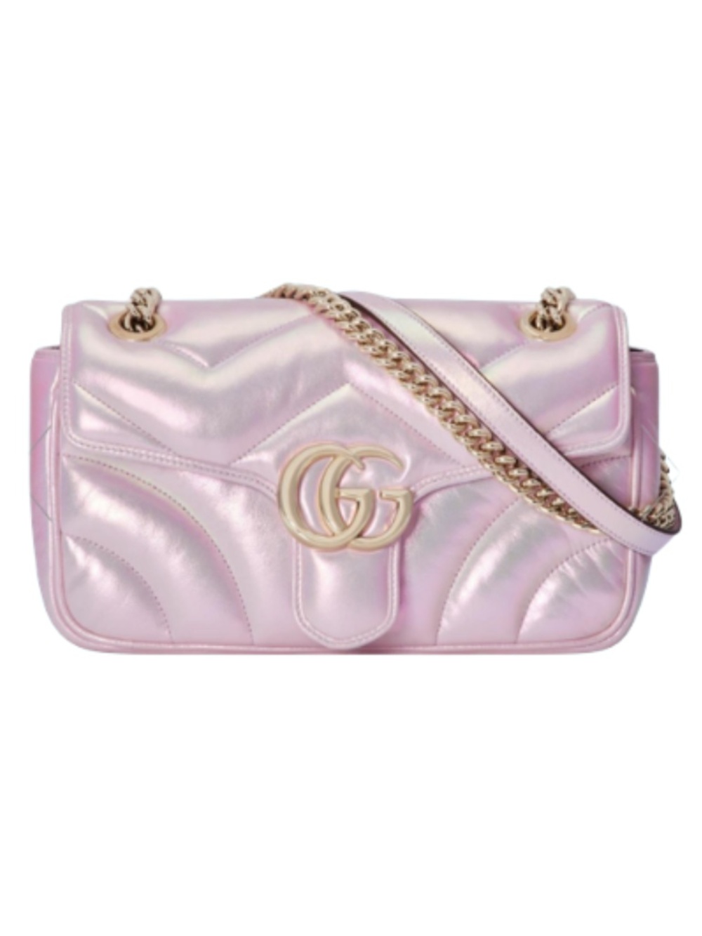 New with Tags: Stunning Gucci Marmont Super Mini Bag Iridescent Escape Pink